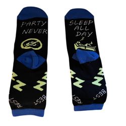 Best Rest Never Party Sleep All Day Fun Socks