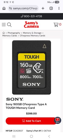 Sony tough memory card 160gb
