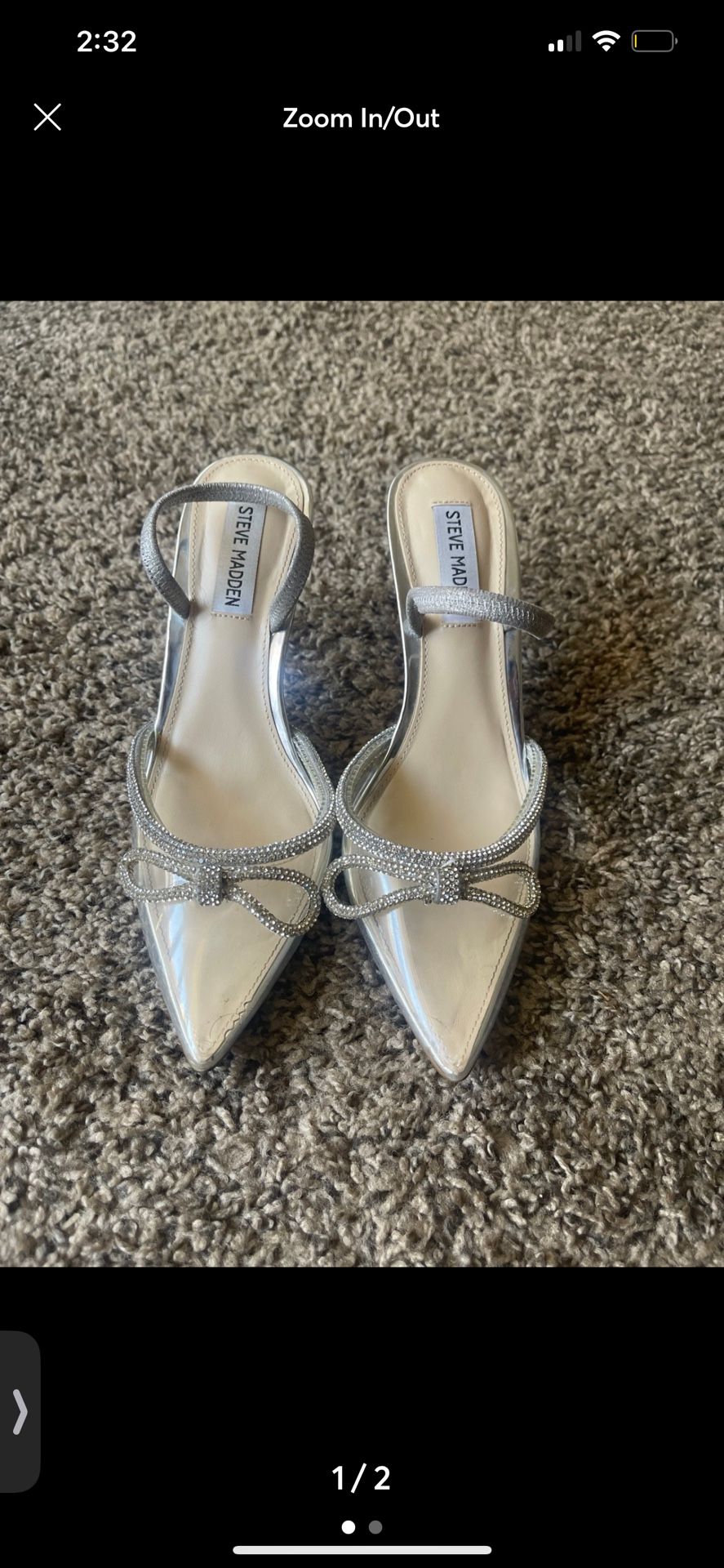 Steve Madden clear embellished sling back heels