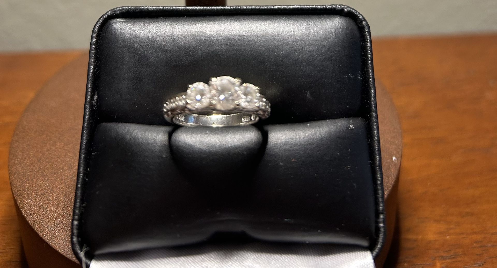 14K White Gold Diamond Three-Stone Cathedral Ring (Size 6) – Appraised at $6,800 – Asking $1,800 OBO