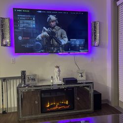 Mirrored/sparkle Fireplace Tv Stand  