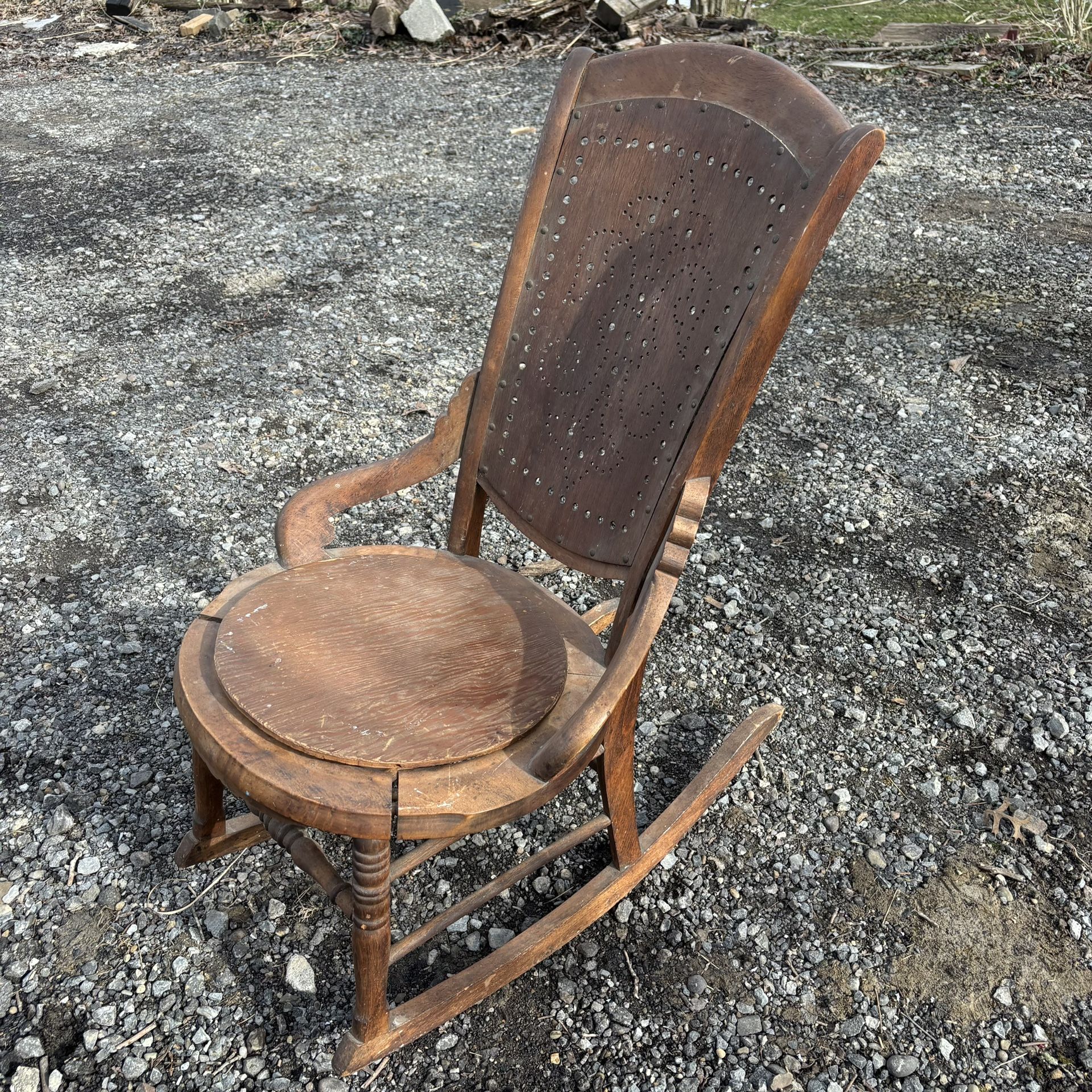 Antique Rocking Chair Brown Wooden 
