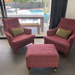 Mid century modern accent chairs and ottoman