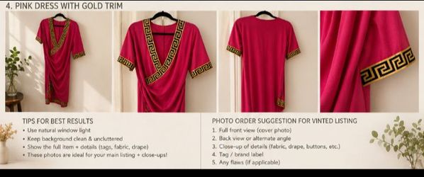 Pink Dress with Gold Greek Key Trim