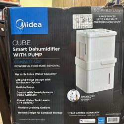 Midea Cube 50-Pint Smart Dehumidifier, Built-In Pump, Smart, WIFI - NEW