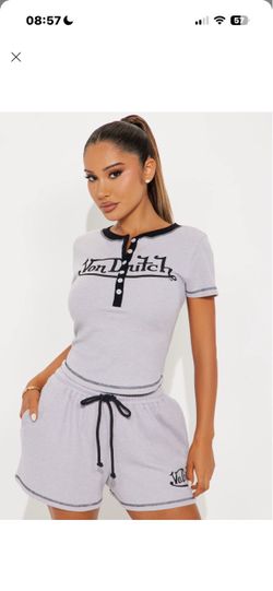 Von Dutch Grey Two-Piece Short Set