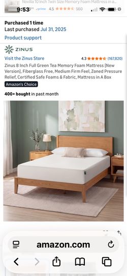 FULL SIZE BED - Zinus 8” Memory Form Mattress and Frame