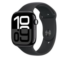 Apple Watch Series 10 [GPS + Cellular 46mm case] Smartwatch with Jet Black Aluminum Case with Black Sport Band - M/L. Fitness Tracker, ECG App, Always