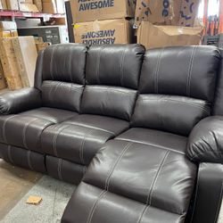 Recliner Sofa Dark Brown As Is 