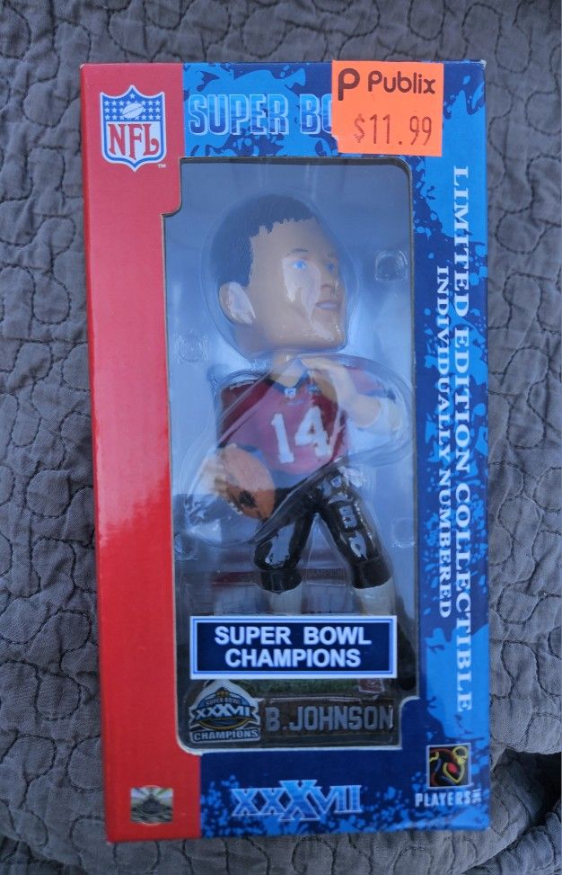 New In Box Super Bowl Bobblehead Brad Johnson Tampa Bay Buccaneers Bobble