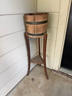 Wooden Bucket Plant Stand