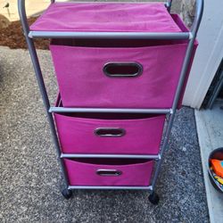 3 Drawer Rolling Craft Storage Cart Pink