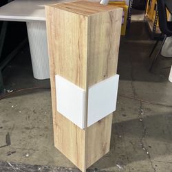 New Assembled Medicine 38H Single Door Cabinet, 3 Shelves, Light Oak/White