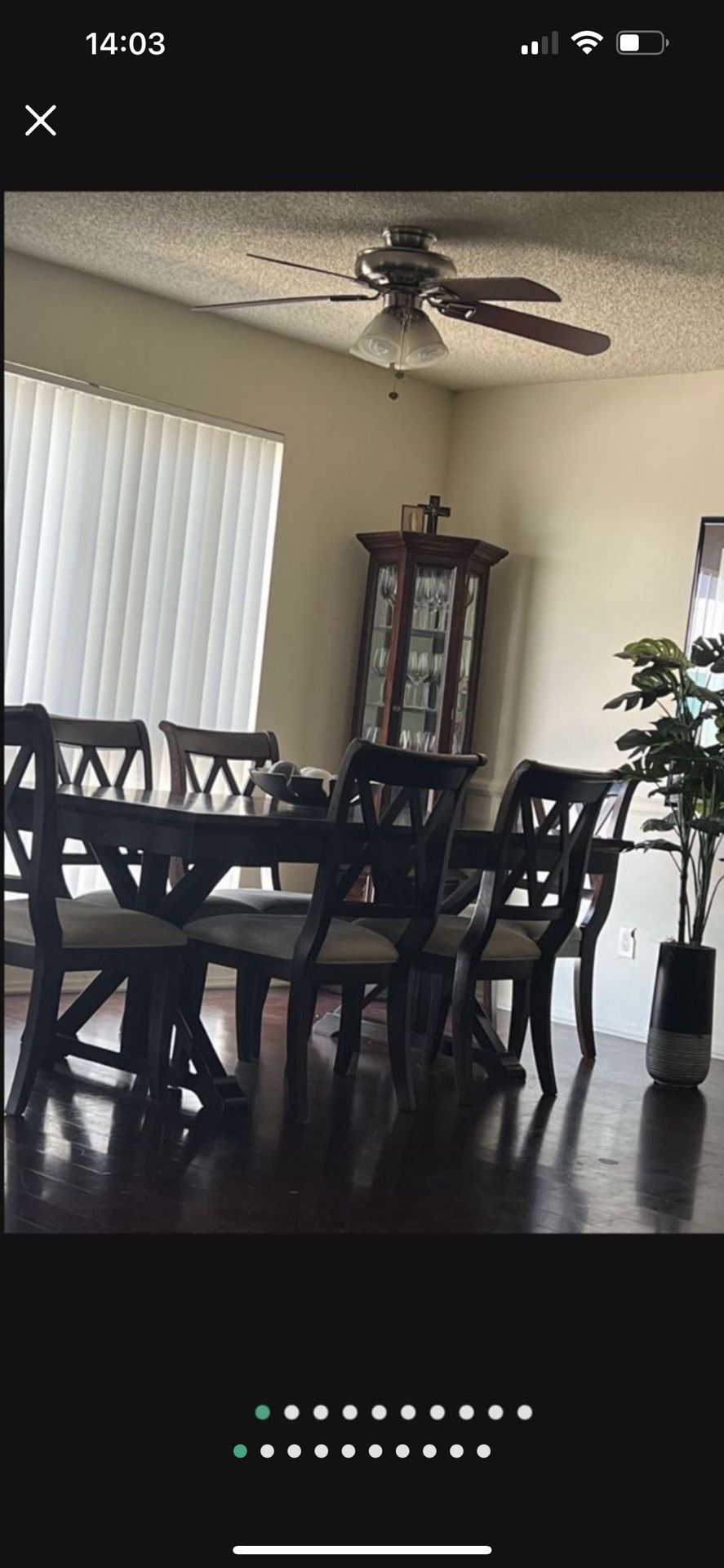 Wooden table With 6 Chairs And Cabinet