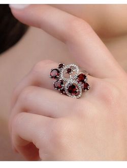 Genuine Garnets white Gold Over 925 Sterling Silver