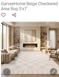 Large Cream Checkered Area Rug Brand New in the box.