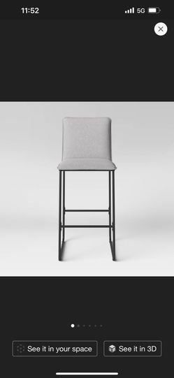 29" Upholstered Barstool with Metal Frame Gray