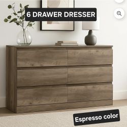 Dresser 6 Drawer  Espresso Gray oak color