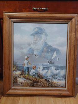 Vintage Nautical Oil Painting framed in oak signed by Kenneth Suess
