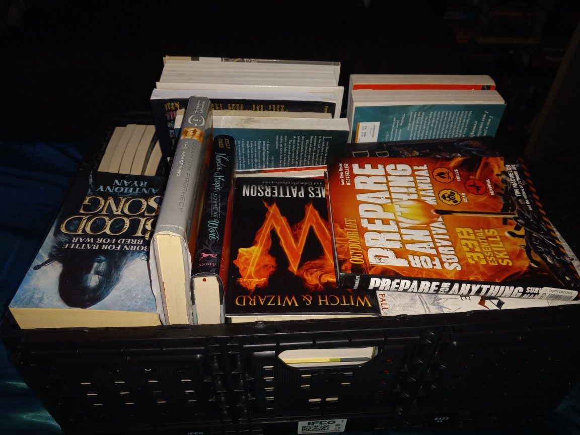 Crate of Bulk Pre-Owned Books, 45 Books (44 Fiction, 1 Non-Fiction), Crate Not Included