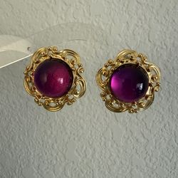 Women’s vintage signed pink and golden Earrings