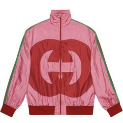 GUCCI LOGO TRACK JACKET PINK SIZE S $1,000