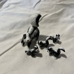 Vintage Miniature Bone China Skunk Figurines (5 Pieces)