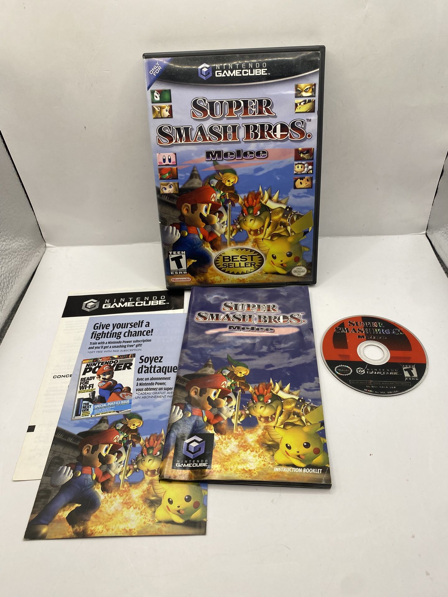 Super Smash Bros Melee Nintendo GameCube Black Label CIB Tested Authentic Insert