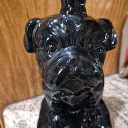 Cute Black Pug Figurine W/Crown