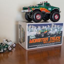 2007 Hess Toy Truck-Monster Truck With Motorcycles