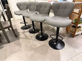 Gray faux leather adjustable bar stools - like new