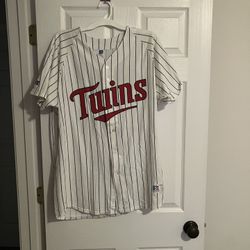Vtg 90s Minnesota Twins Russell Athletic Pinstripe Jersey Chuck Knoblauch XXL