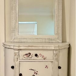 Beautifully Hand-Painted Buffet With Matching Mirror