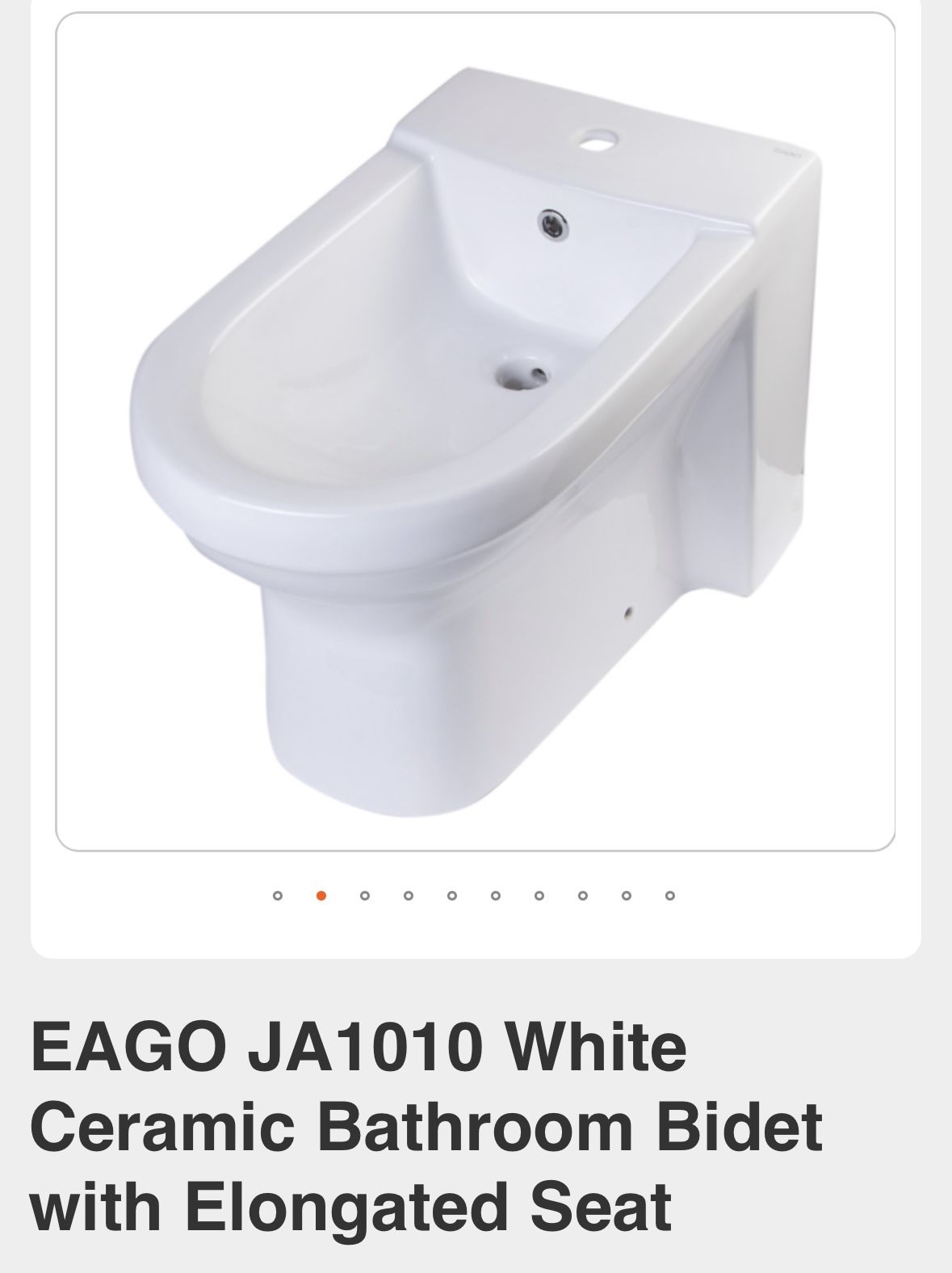 EAGO JA1010 White Ceramic Bathroom Bidet with Elongated Seat
