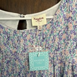 Brand New Crunkle Pleated Floral Rufflr Sleeve Dress