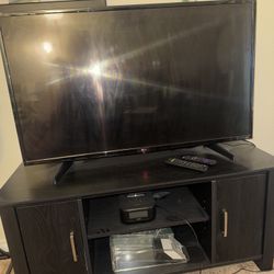 TV Stand With Doors And Shelves + LG High Definition TV 