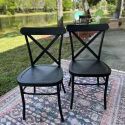 Two Metal Bistro Chairs