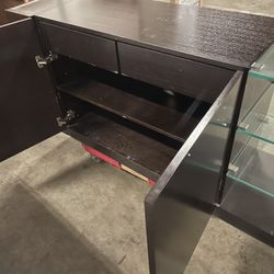 Nice Cabinet With Glass Shelves And Storage