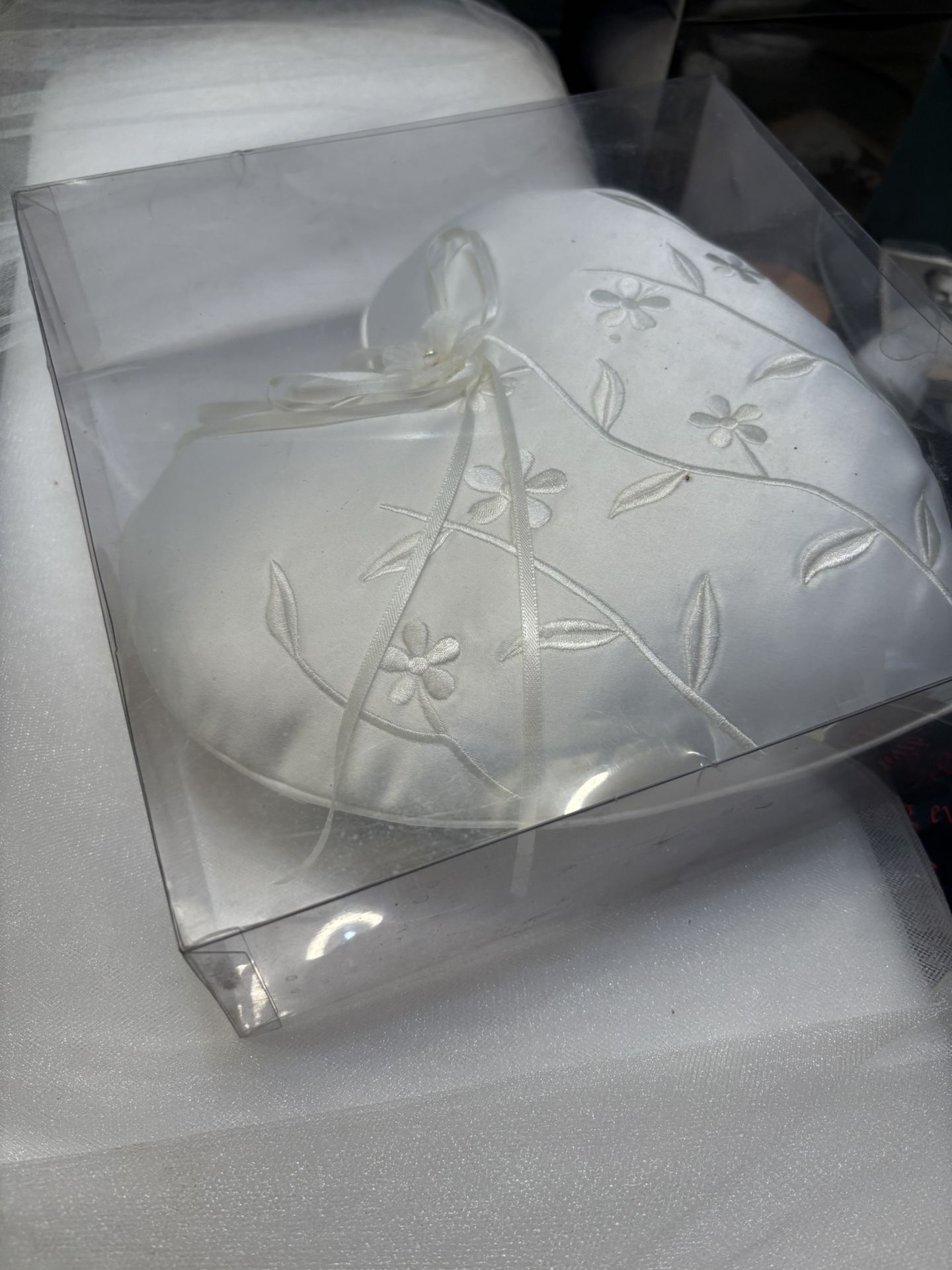Wedding Ring Pillow, Ivory Ring Bearer Pillow, NET BRIDAL VEIL VEIL NET 120" - WHITE - 120"
