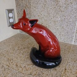 Royal Doulton Figure Seated Fox. Designed by Fred Moore. 'Flambe' Model 102. Height 9"