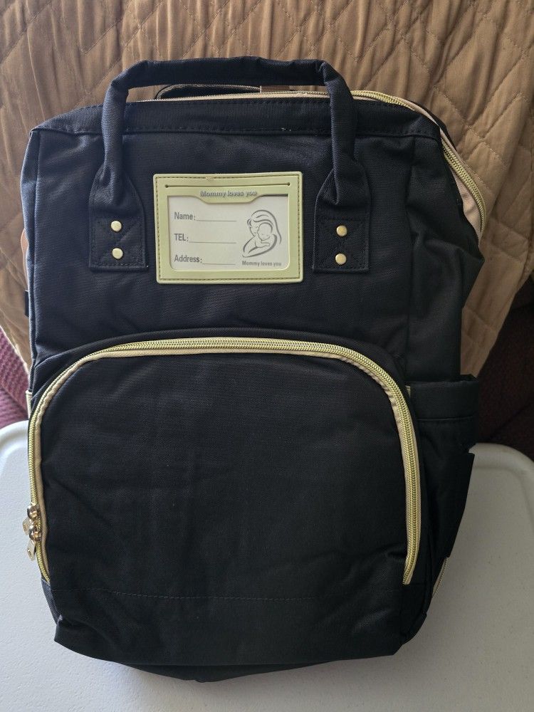 Diaper Bag Backpack, Multifunctional Baby Changing Bag with Foldable Crib & Insulated Milk Bottle Pocket, Large Capacity Travel Backpack with USB Char