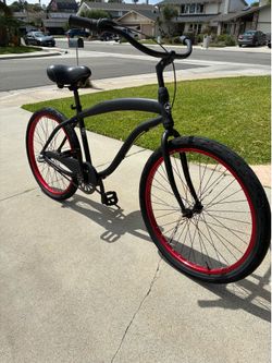 GreenLine Aluminum Beach Cruiser – Shimano Nexus 3-Speed – Matte Black/Red – Excellent Condition