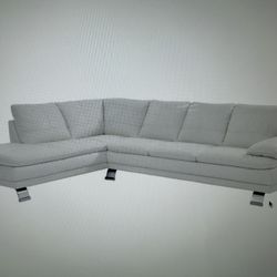 Rio White Leather Corner Sofa W/left Chaise