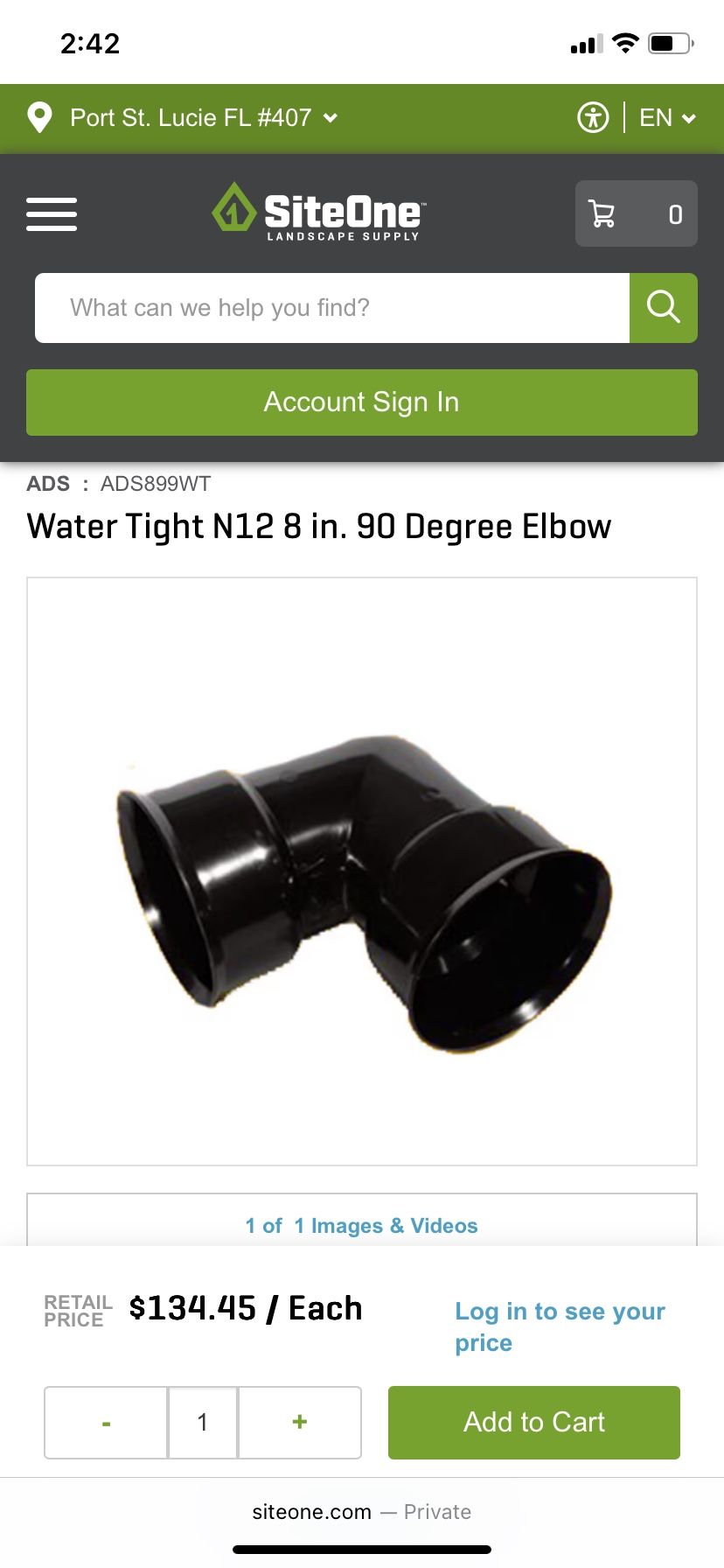 One 8 Inch Elbow brand new