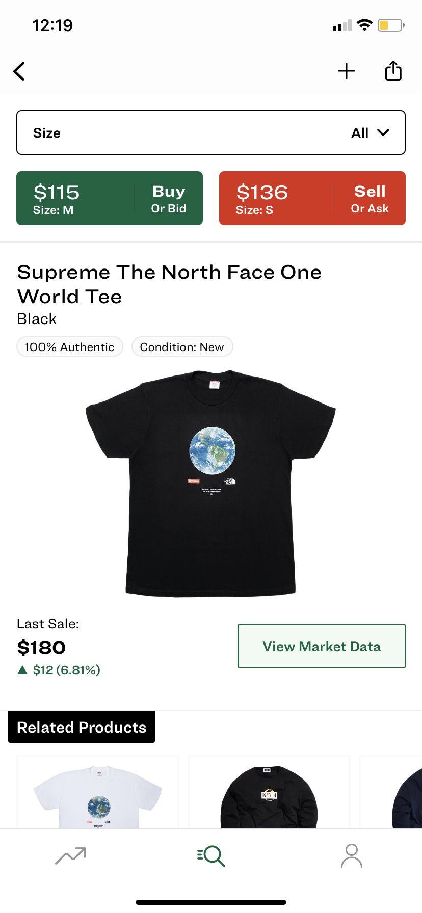 Supreme North Face Tee Black Medium