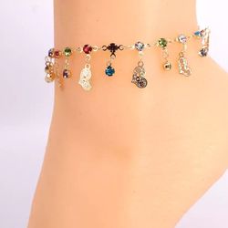 Anklet Hearts gold plated