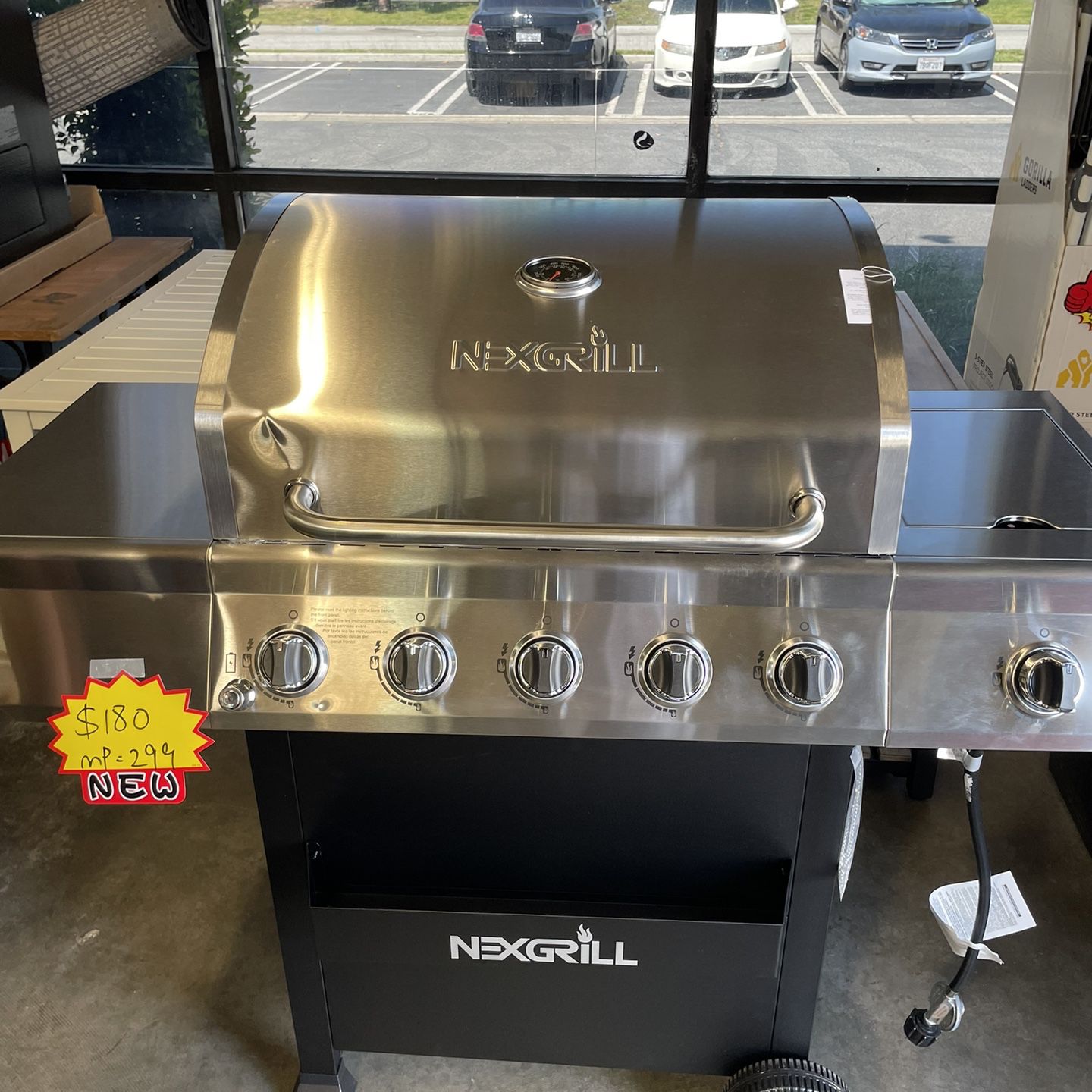 Nexgrill 5-Burner Propane Gas Grill in Stainless Steel with Side Burner and Condiment Rack