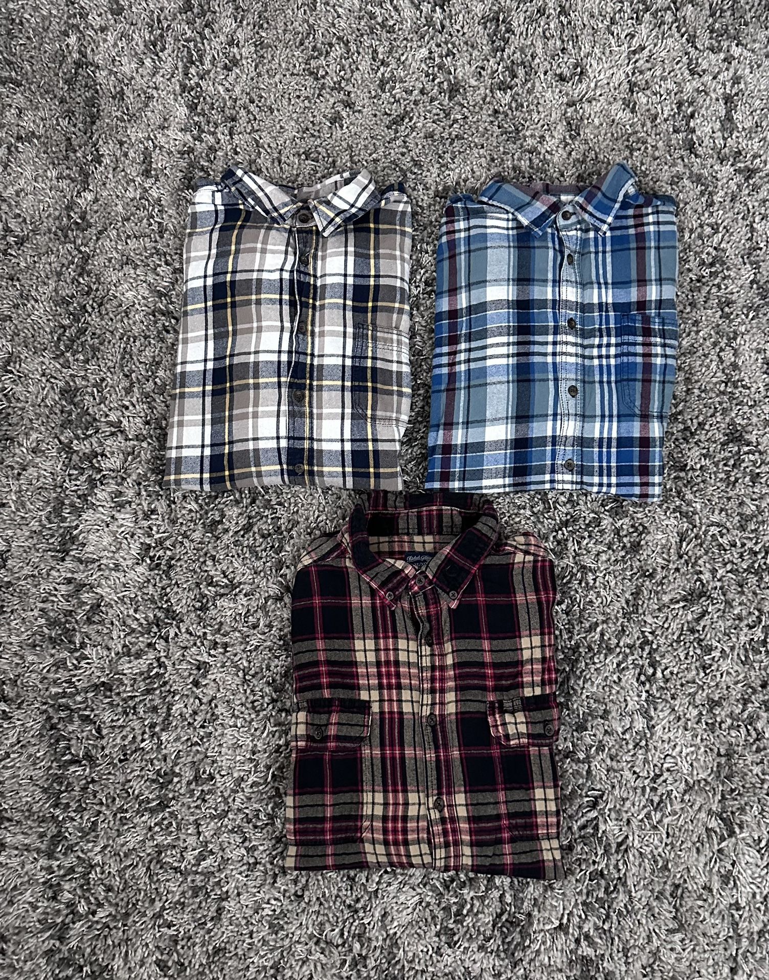 Set Of Three Plaid Button Up Shirts 
