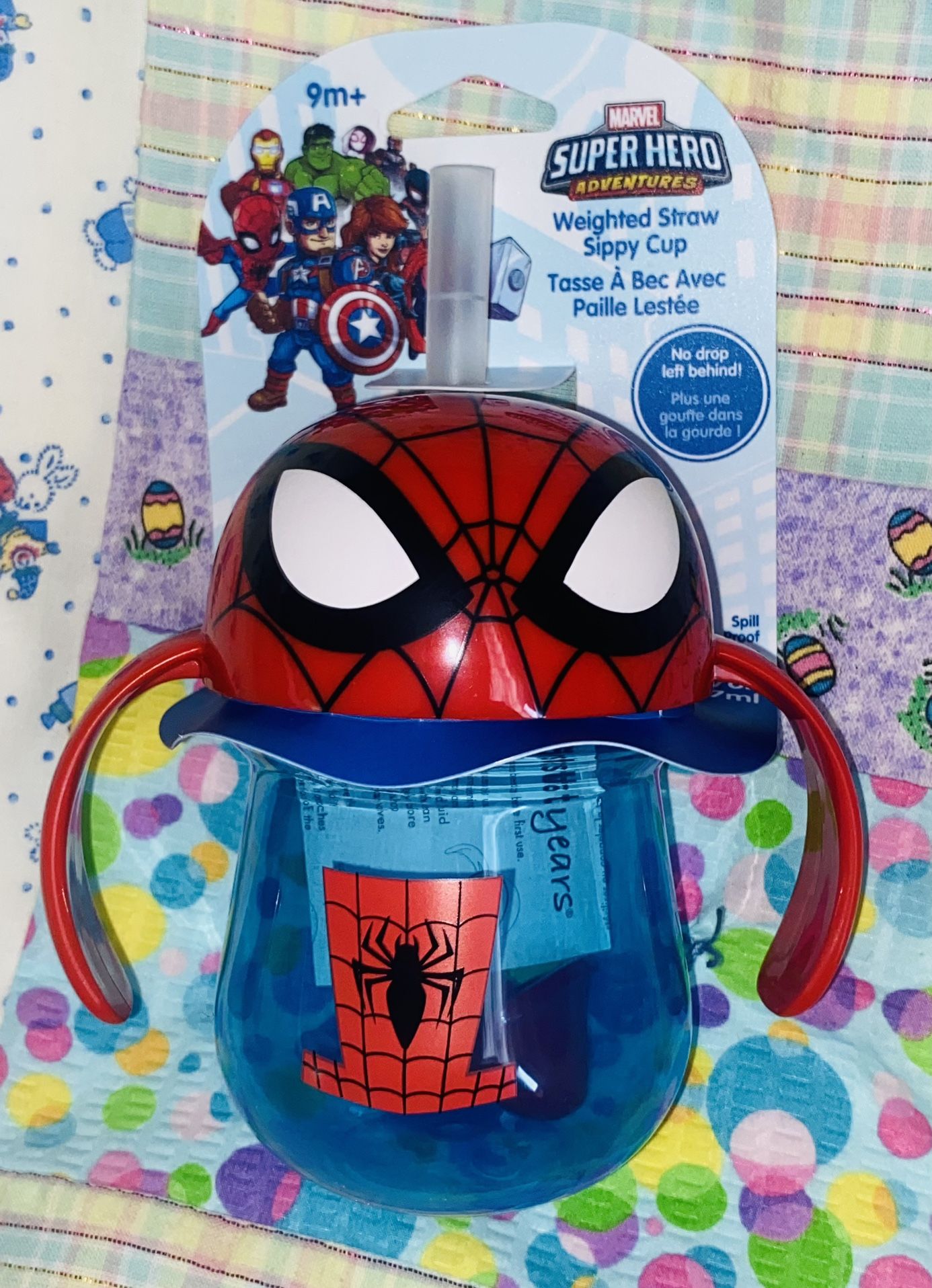 9+ Months Marvel Spiderman Weighted Sippy Cup W: A Straw Graphic Designed
