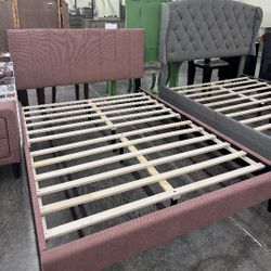 Full Size Pink Platform Bed W Orthopedic Mattress 